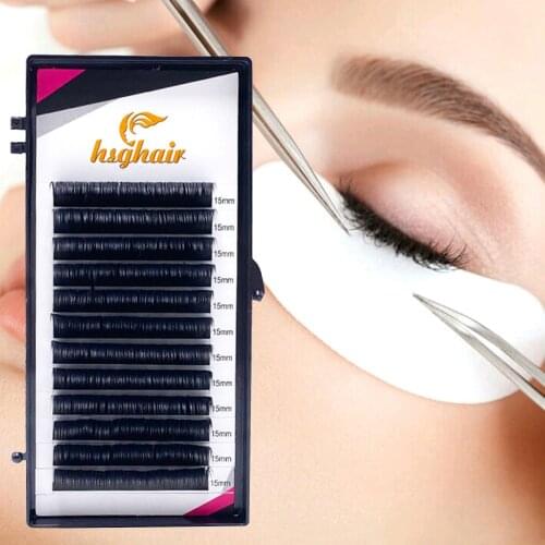 HUISGHAIR 12Rows Faux mink individual eyelash lashes maquiagem cilios for professionals soft mink eyelash extension