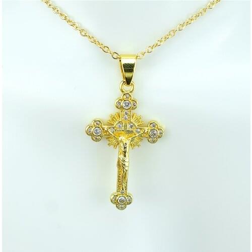 European and American hip-hop new micro-inlaid zircon cross pendant necklace factory direct sales