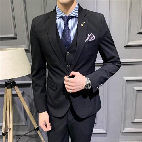 New Design Autumn High-quality High-end luxury Brand Mens Suits Business Casual Classic Solid color men Suits Male 3-piece set