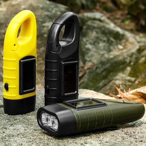 Outdoor Camping Night Lamp Portable Rechargeable Waterproof Energy-Saving Solar Powered Hand Crank Flashlight Emergency Light