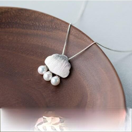 Fashion Cloud Raindrop Silver Plated Pendant Korean Trend Lady Shell Pearl Cloud Clavicle Chain Charm Lady Wedding Party Jewelry