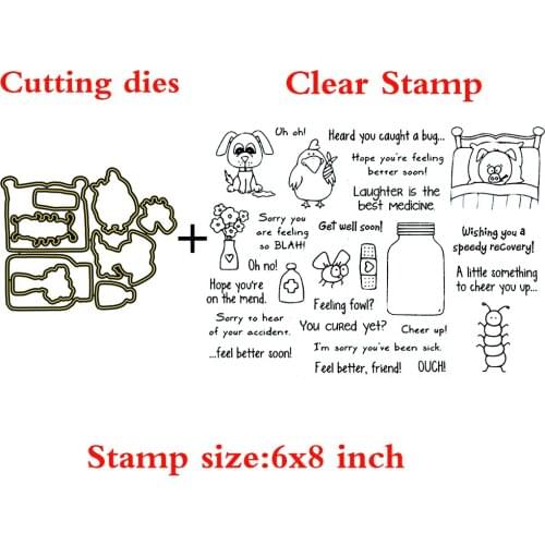 Sick Animal Clear Stamps Coordinating Cutting dies for DIY Scrapbooking Craft Card Stempels New 2020 Silicone Seal
