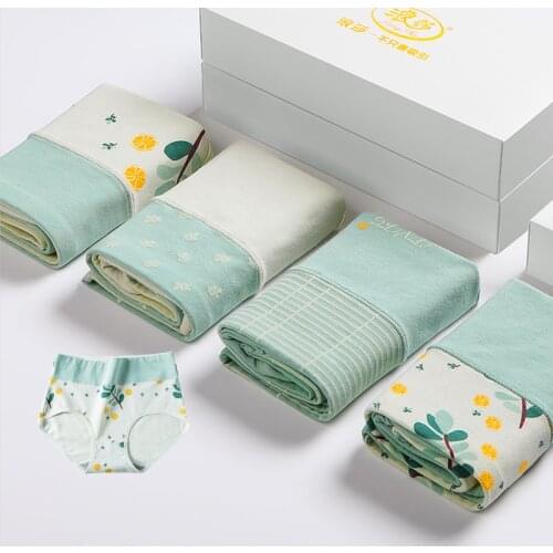 High Waist 4Pcs/lot Cotton Womens Panties Plus Size M-5XL Cute Print Girls Briefs Seamless Women Underwear Breathable Lingerie