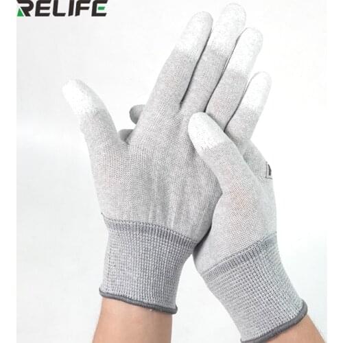 Carbon Anti Static Gloves PU Insulation Coating Finger Protective Electronic Working Gloves for Phone Refurbishment Repair