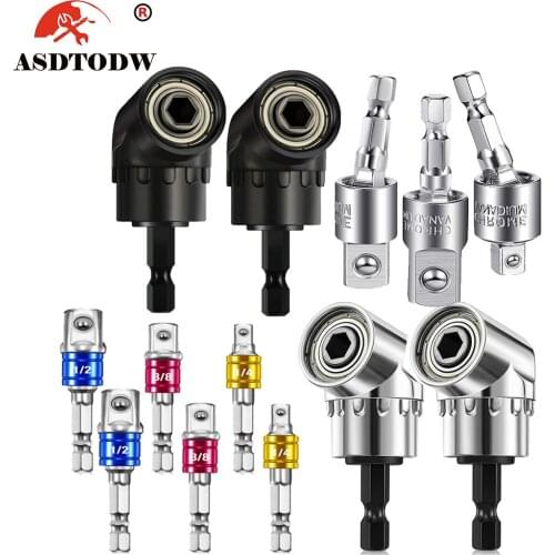 3-7PCS Screwdriver Set Socket Holder Adapter Adjustable Bits Drill Bit Angle Screw Driver Tool 1/4 Hex Bit Socket Step Drill