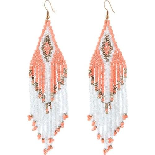 Drop Earrings Beaded Retro Bohemia Creative Long Dangle Fashion Earrings Fringe Hoop Earrings For Women Jewelry