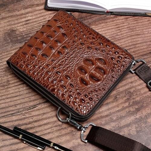 WESTAL Mens Fashion Designer Crocodile Pattern Shoulder Bag Cosmetic Bag For Make Up Crossbody Phone Bag Cultch Male Zip Box