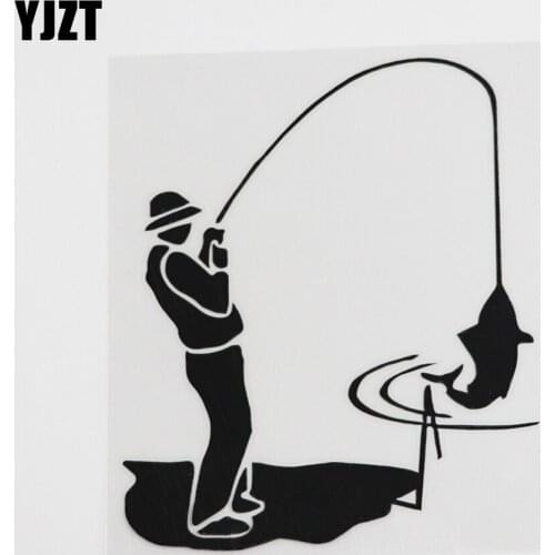 YJZT 11.1CMX13.1CM Fishing Club Fish Hunter Hobby Decal Vinyl Car Sticker Black/Silver 8A-0407