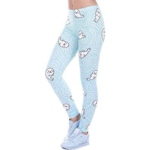 Sexy Legging White Seal Lovely Print High Elasticity Trousers Legins Women Leggings Woman Pants 100% Brand New