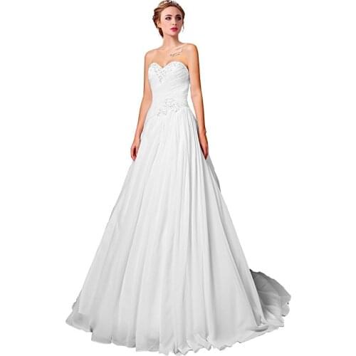 Elegant Sleeveless V-neck Simple Wedding Dress Chiffon Chapel Train Vestido De Novia 2020 New Bridal Dresses