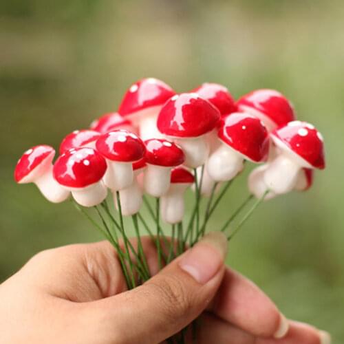 10pcs/Lot Mini Mushroom for Plant Tree Pots Mini Garden Fairy Decor Hot DIY Garden Dollhouse