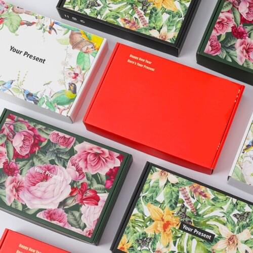 12Pcs Colorful Paper Gift Box 3-Layers Corrugated Box Clothes/Underwear Packaging Boxes Business Logistics Express Carton