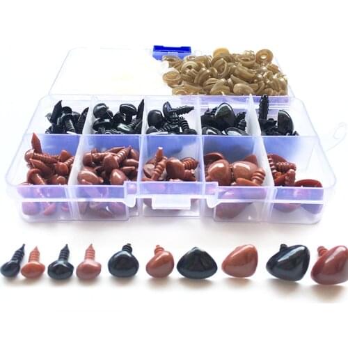 130pcs/box Mini Black and Brown Plastic Safety Noses Triangle For Teddy Bear Stuffed Animals Toys Amigurumis Dolls Accessories