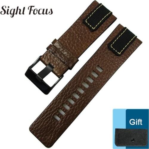24mm 26mm 28mm Durable Watchband for pam Seiko Diesel DZ4318 DZ4345 Watch Strap Leather Wrist Strap Military Bracelet Belt Brown