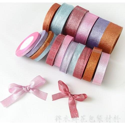 25Yards/Roll 1cm Silver Gold Glitter Silk Satin Ribbon Party Home Wedding Decoration Christmas Halloween DIY Material Wrapping