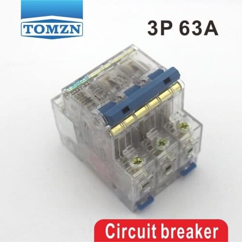 3P 63A 230/400V~ 50/60HZ Transparent case Mini Circuit breaker MCB safety breakers