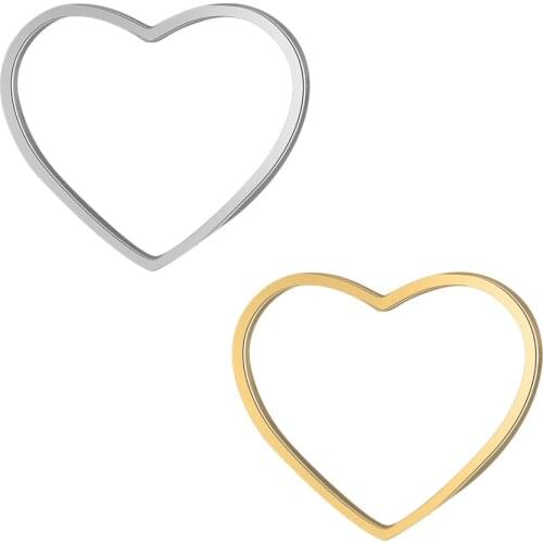 5pcs/lot 100% Stainless Steel Hollow Heart Connector Charm Pendant Wholesale DIY Pendants for Necklace Bracelet