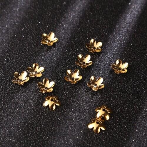 50PCS/LOT High Quality DIY Hollow Flower stainless steel Charms Bead Caps for Jewelry Making 6m