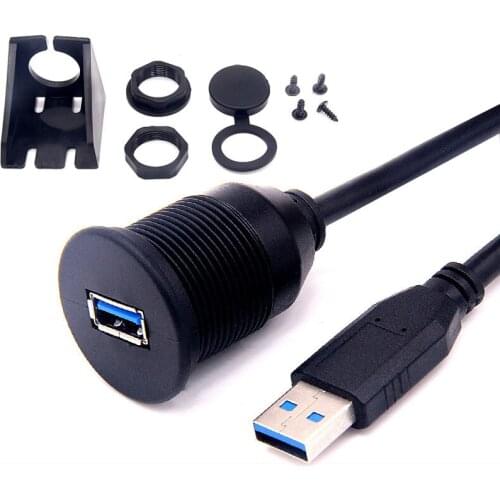 Car Truck Boat Dashboard Flush Mount USB2.0 & 3.0 Male to Female Extension Lead Cable Auto Dash Board Panel Waterproof Cord Wire