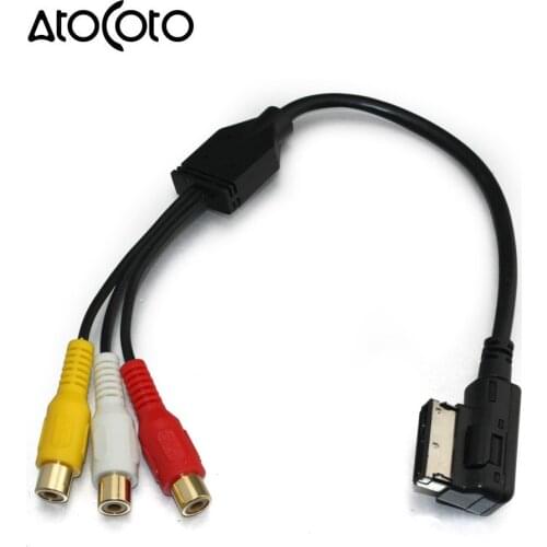 AtoCoto Car 3 RCA to MMI AMI Interface Conversion Connector Cable Adapter for Audi A3 A4 A5 A6 A7 Q5 Q3 Q7 Audio Video Input