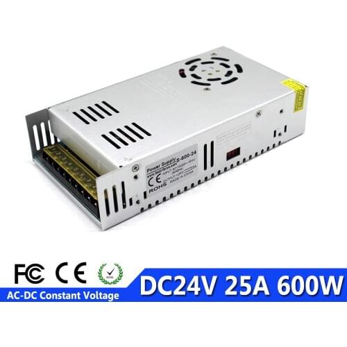DC Power Supply 24V 25A 600w Led Driver Transformer 110V 220V AC To DC24V Power Adapter for Strip Lamp CNC CCTV 3D Printer AV TV