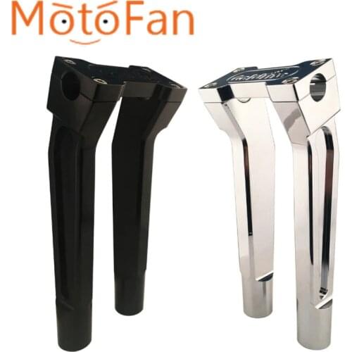 Black Chrome10 inch Motorcycle Handlebar Riser Lifting Kickback Challenger Clamps CNC Aluminum Alloy