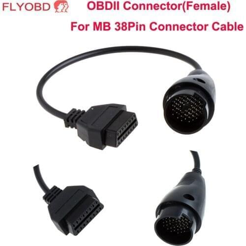 MB 38 Pin to 16 Pin OBD2 Diagnostic Adapter For Merceds 38pin to 16pin cable OBD Connector forBenz 38pin connector
