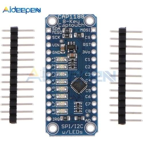 CAP1188 8-Key Capacitive Touch Sensor Module Support SPI I2C Interfaces DC 3V-5V For Arduino