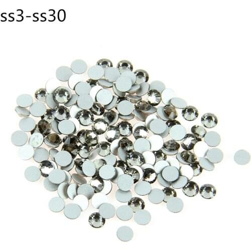 Hot Sale! Super Shiny Black Diamond ss3-ss30 288/1440pcs/Bag 3D Non HotFix FlatBack Nail Art Decorations Flatback Rhinestones