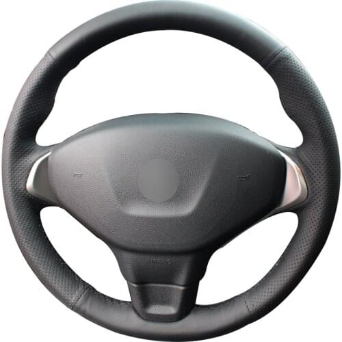 Black Synthetic Leather Car Steering Wheel Cover for Peugeot 301