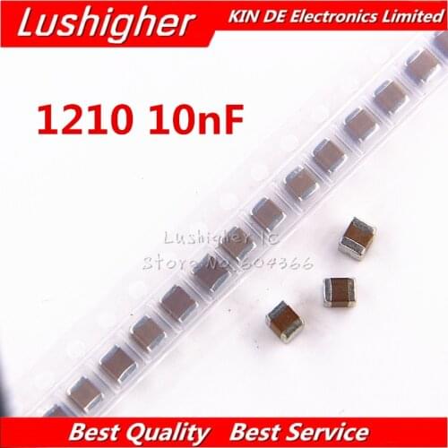 50pcs 1210 10nF 103K 0.01uf 250V X7R 10% SMD MLCC Ceramic Capacitor