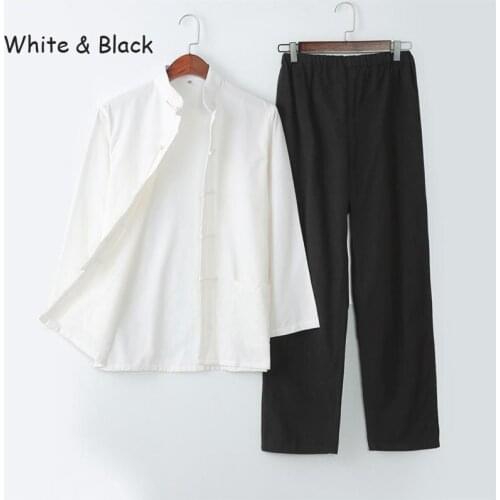 Chinese Traditional Tang Suit Wu Shu Suits Tai Chi Clothing Kung Fu Uniform Long Sleeves Shirt + Pants Morning Exercise Wearing