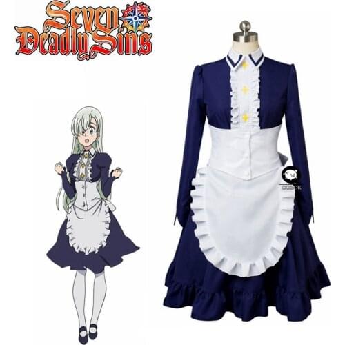 Anime Seven Deadly Sins Cosplay Nanatsu no Taizai 2 Elizabeth Liones Maid Dress Cosplay Costume Halloween Carnival Cosplay