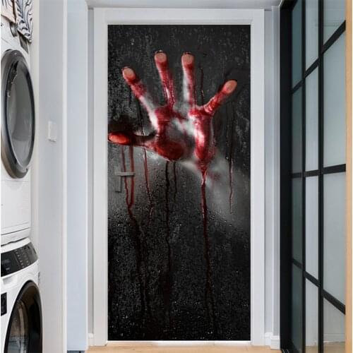 Creativity Halloween Decoration Horrible Bleeding Ghost Hand Door Stickers Wall Glass Window Sticker Party Decor