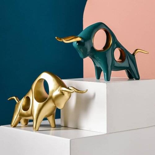Nordic creative resin crafts ornaments bullish living room entrance decorations Taurus business gifts