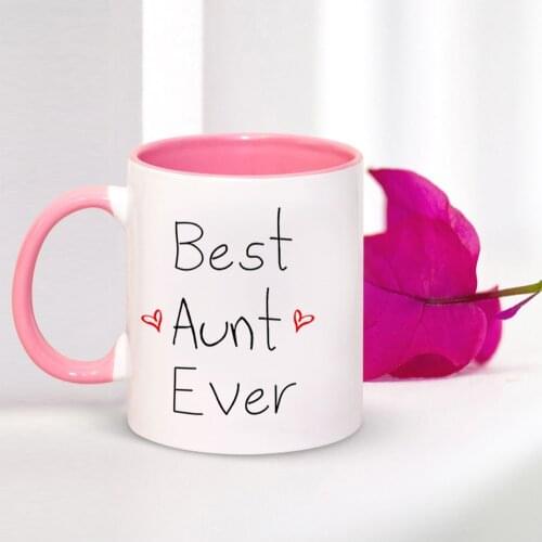 Best Aunt Ever Gift Mug 11oz Pink White Ceramic Coffee Mug Auntie Birthday Gift Mugs 2021 Happy Christmas Gift for Aunty