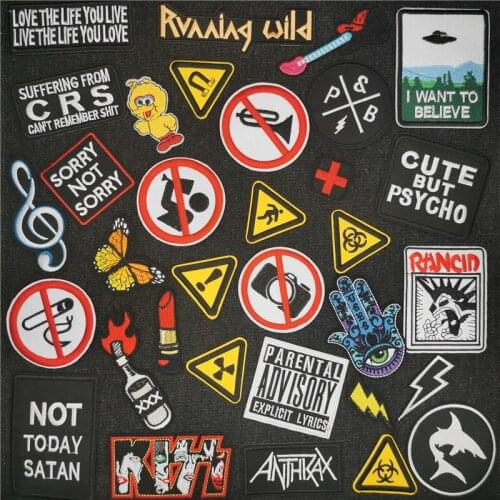 Cartoon Lightning Hippie Patch Embroidered Patch for Clothes Iron on UFO Patches for Clothing Funny Stickers DIY Animal Stripes