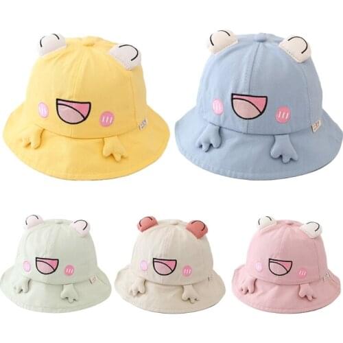 Neutral Kids Sun Hat Cartoon Frog Design Day to Day Activity Sun Protection Multicolor Packable Travel Bucket Cap D0LF