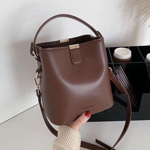 Soft Leather Pu Solid Color Crossbody Bags for Women 2021 Summer New Shoulder Bag Fashion Handbags and Purses Bucket Bags