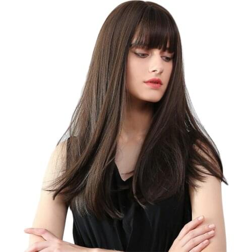 20inches Womens Resist Wigs with Bangs Costume Daily Middle Part Wig