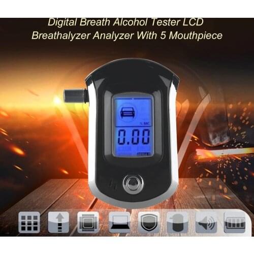Professional Digital Breath Alcohol Tester Breathalyzer with LCD Dispaly with 5 Mouthpieces AT6000 Hot Selling Drop Shipping