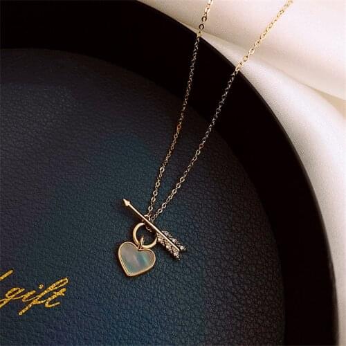Simple Copper Peach Heart Love Pendant Adjustable Necklace Vacuum Plating Anti Allergic Anti Fading Gift For Women Girl