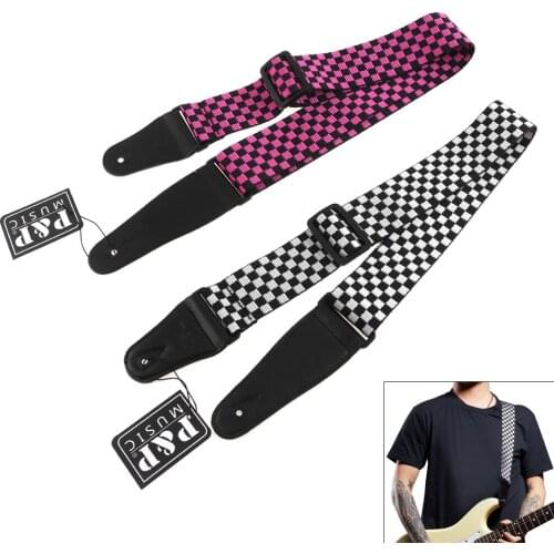Adjustable Nylon Guitar Strap with Tartan Design 2 Colors Optional for Acoustic / Folk / Electric guitar / Electric bass