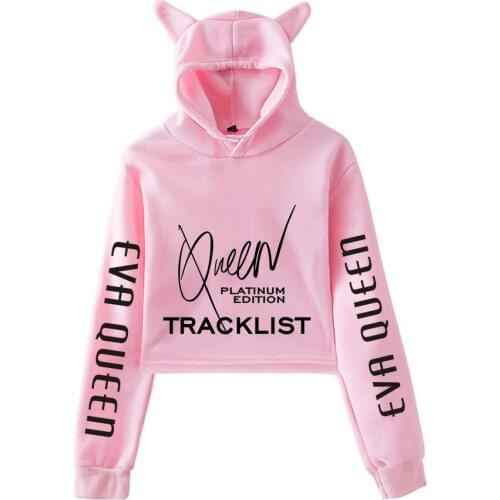 Creative Fashion Eva Queen Cat Ear Hoodies For Teen Girls Print Stars Beautiful Sexy Short Hoodies Sweatshirts Slim Clothing