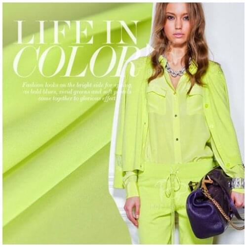 Silk Georgette Chiffon Fabric Dress New Bright Color Fashion White Neon Green Double 100% For Dress 50cm