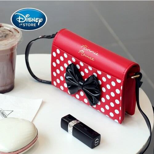 New Disney Bowknot Minnie Girl PU Shoulder Bag Fashion Women Purses Mini Handbags Messenger Bag Child Totes Phone Bag Backpack