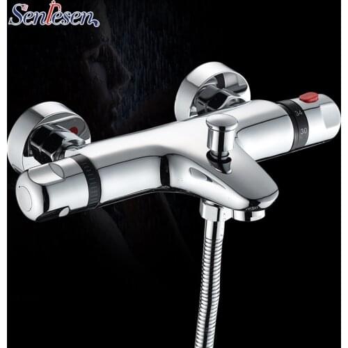 Senlesen Thermostatic Shower Faucets Set Bathroom Thermostatic Mixer Tap Hot And Cold Bathroom Mixer Mixing Valve Bathtub Faucet