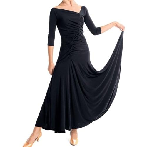 Practice Dance Dresses Casual Ballroom Dancing Dress for Classes and Lesson Flared Customes