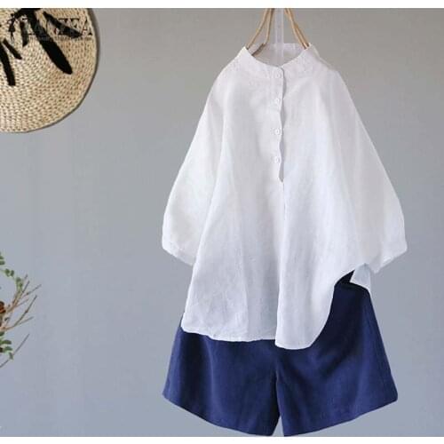 ZANZEA Stand-up Collar Blouses