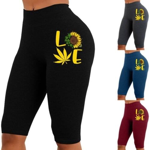 Yoga Shorts Women High Waist Letter Print Elastic Sports Running Jeggings Gym Joggers Fitness Short for Ladies Plus Size S-5XL